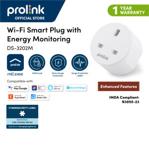 NEW design! (Set timer and save cost) Prolink 13A socket Wi-Fi Smart Plug with Energy Monitoring - compatible with Alexa speaker Google Assistant mEzee app / Smart Home