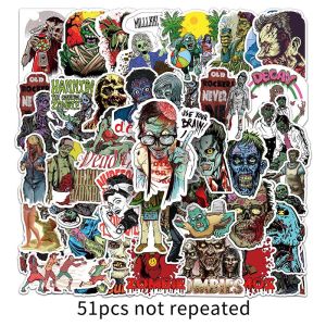 51PCS Horror Zombie Waterproof Label Sticker Cartoon Fashion Graffiti Decoration Laptop Luggage Car Sticker