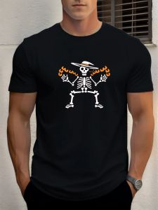 T Shirt For Mens Skull 100% Cotton Graphic Print Summer Round Neck Tee Casual Breathable Streetstyle Daily Cool T Shirt