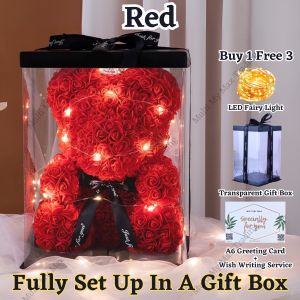 GIFT Rose Flower Bouquet Teddy Bear Gift Box (小熊玫瑰花束礼盒) 生日情人节 Birthday Valentine Bunga Bear