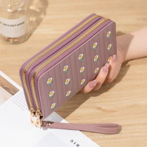 Ví nữ dài cầm tay nhiều ngăn thêu hoa 2 khóa LILA VD5HOA118