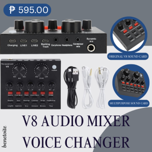 ORIGINAL V8 SOUND CARD | Audio Mixer | Voice Changer Soundboard | Portable Microphone Interface With Multiple Sound Effect And Volume Control For Streaming Singning Recording Gaming Karaoke And Podacsting
