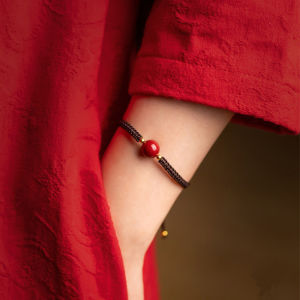 Màu tím tự nhiên màu đỏ chu sa Vòng đeo dạng dây thừng may mắn Bead Vòng đeo tay đôi phụ nữ người đàn ông Vòng tay thủ công có thể điều chỉnh kích cỡ