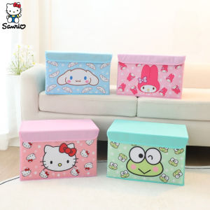 Sanrio Storage Box Cartoon My Melody Kuromi High Capacity Foldable Cosmetic Storage Jewellery Box PU Leather Desktop Organizer with Cover