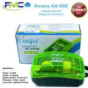 Pompa Aerator Aquarium Mini 2 Lubang Amara AA 666 Filter Udara Airator Air Pump Akuarium