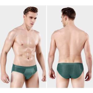 Underwear Style Korean ขาเว้าระบายอากาศ ผ้าฉลุ ผ้ารูผ้าเย็น ความยืดหยุ่นสูง นิ่มและนุ่ม แห้งไว ไซส์มาตรฐาน 1818#