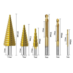 XYKJ Step Drill Titanium 6PCS Mata Bor Multi-Tahap Pagoda Tangga Payung Mata Bor Langkah Mata Bor