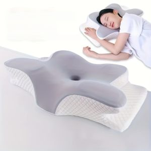 【Original 】1pc Cervical Pillow Slow Rebound Cool Soft Pillow Ergonomic Orthopedic Sleep Neck Contour Support Pillow for Side Sleeping Orthopedic Support Machine Washable Pillowcase - Perfect for Sleep Ergonomic Orthopedic Pillow for Side Back And S