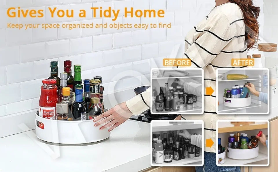 Rack Kitchen Revolving Tray Rotating Tray for Kitchen Cabinet Kitchen  Turntable Storage Pantry Counter-top 360° Rotating Kitchen Organizer Tray 