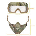 Tactical Half Fask Mask Military Hunting Protective Safety Shooting Masks With Goggles Airsoft Paintball Combat Helmet Masks. 