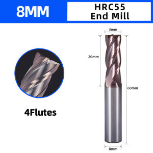 Carbide End Mill 4 Flute Tungsten Steel Milling Cutter Nano Coating HRC55°/58°/60°/65° Cnc Machine Cutting Tools