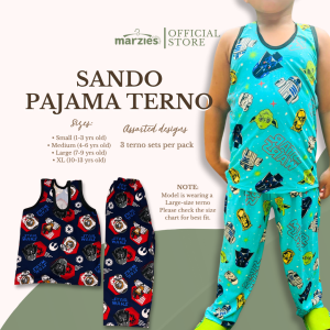 3 PCS KIDS SANDO PAJAMA TERNO FOR BOYS ASSORTED COLORS AND DESIGNS ONLY