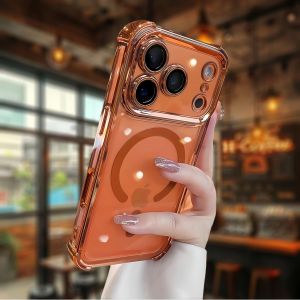 Ready stok ip 17 Orange Case for iPhone 17 16 15 14 13 pro max TPU Shockproof Airbag Clear Acrylic
