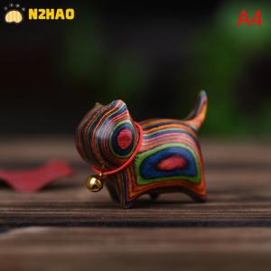 【N2HAO】 Rainbow Wood Carving Cat Sculptures Cat Ornaments Cute Colored Wooden Cat Desktop Office Accessories Home Decor Gift Souvenirs