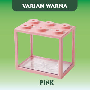 Aquarium Cupang Estetik Mini Akrilik 12x8cm Akuarium Block Ikan Hias Emas Kura-kura Kandang Hewan DIY Kolam Mini