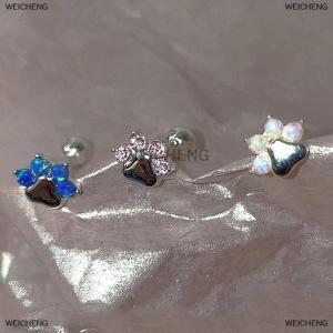 [COD] WEICHENG 1Pair Opal Cats Claw Ear Bone Nail Spiral Stud Earrings For Women Girls Party New Fine Jewelry Gift