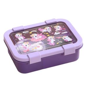 User Friendly Plastic Storage Box Separate Compartments Cartoon Style Lunch Travel Use Divided Container