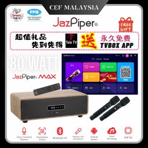 2025 NEW GEN JazPiper MAX 80W JazPiper Pro 90W Smart Voice Family Karaoke Soundbar with Dual Wireless Mic All-One-System Endless Catalogs Of Music Home Theater Speaker