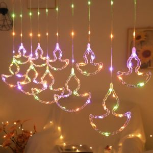 2025 Deepavali Lights 5M 158LED Diwali Candle Diya Lamp 8Modes Led Curtain Lights For Party Indian Diwali Deepavali Decoration
