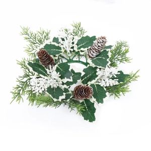Chrsitmas Berry Garland Leaves Artificial Candle Candlestick Wreath for Table Christmas Decorations