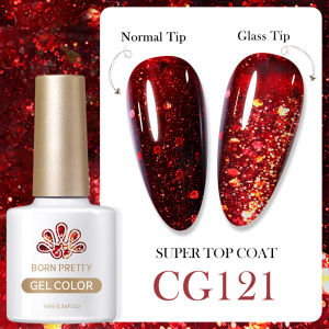 BORN PRETTY 1Bottle 10ml Glitter Gel Nail UV Gel Polish Shiny Red Clear Color Nail Art Gel shiny BlingBling Sequins Soak Off Gel UV Lamp Varnish Sparkling Gel Nail