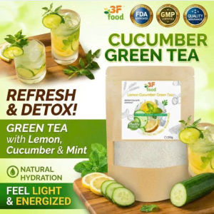 3FFOOD Lemon Cucumber Green Tea Powder – Detox Drink for Digestion & Reduce Bloating Healthy Weight Loss