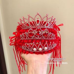 Băng đô vương miện kim cương giả Trẻ em dễ thương với thiết kế ngọc trai và pha lê cho lễ kỷ niệm năm mới