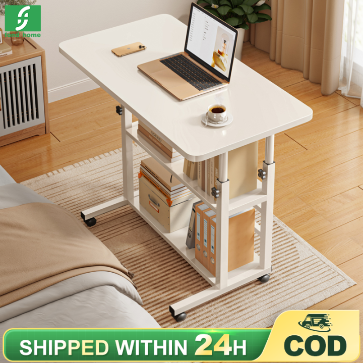 Portable Height-Adjustable Laptop Floor Stand - 18" To 48" Rolling Lectern Desk For Bed, Sofa & Office, White