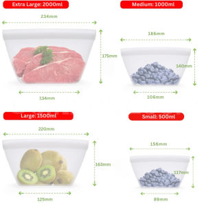 Premium Reusable Silicone Food Storage Bag BPA Free Containers for Meal Prep & Storage Lunch Bag
