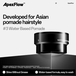 ApexFlow No.3 Water-Based Pomade | Strong Hold Refillable Easy Wash Out Sweat-Resistant Non-Sticky Natural Shine Long-Lasting Styling for All Hair Types