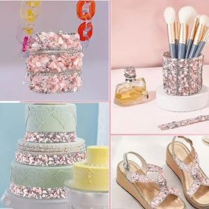 MODERNLUX Self Adhesive Rhinestone Strip Crushed Stone Colorful Colorful Resin Rhinestone Tape Fabric Decoration Accessory No Iron Needed Crushed Rhinestone Trim Garment Accessories