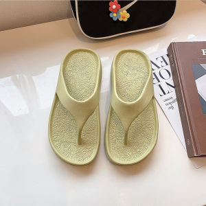 [Free Shipping] 2025 New Summer Non-Slip Sandals Beach Slippers For Women Korean Style Wedge Heel Thick-Soled Flip-Flops For Outdoor Wear