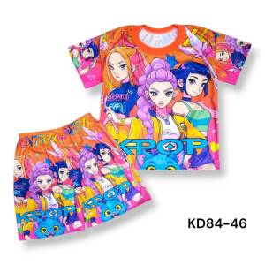 ชุดเด็ก ราคาถูก 50 บาท ได้ทั้งชุด!! ผ้ามัน แขนสั้น+กางเกง ลายเจ้าหญิง ชุดเซ็ตเด็ก (KD84)