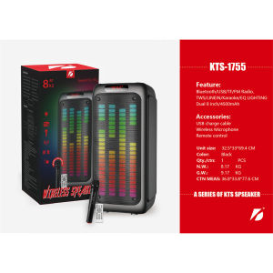 Kts-1909 1991 1755 1973 karaoke subwoofer DJ speaker with wireless mic portable bass RGB light speaker