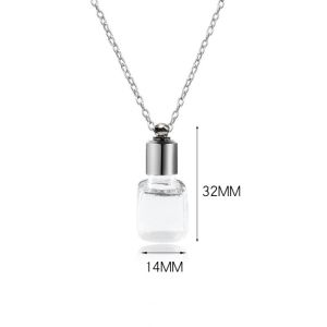 ADDO Transparent Glass Glass Bottle Necklace Ashes Holder with Chain Memorial Necklace Portable Keepsake Wishing Bottle
