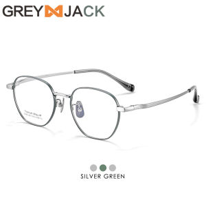 Grey Jack Kacamata Antiradiasi Blueray Bahan Titanium Kokoh Ringan Model Semi Kotak Fashion Pria dan Wanita Bisa Minus 8166