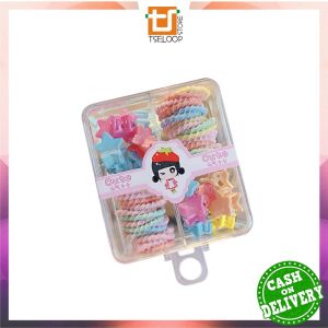 OFM-C1122 Karet Jepit Box Gift Set 4 Sekat Colorfull Aksesoris Rambut Anak Perempuan Jepitan