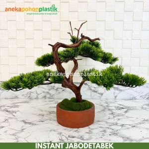 Pohon Artificial Tanaman Imitasi Bonsai Lohansung Mini Latex Pot Bulat Tanah Liat Dekorasi Ruangan Rumah