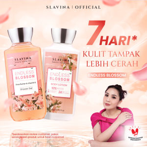 SLAVINA Bundle 2IN1 Endless Blossom (Body Lotion + Shower Gel) by Nagita Slavina – Handbody Tone Up Whitening Sabun Mandi Cair Wangi Parfum Mewah Tahan Lama Melembabkan Body Care Pemutih Badan Moisturizing Body Wash