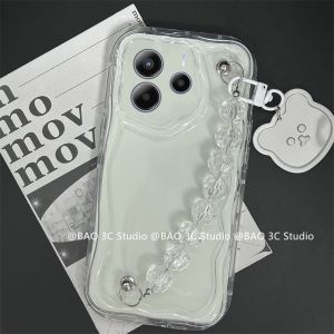 ใหม่ เคส Phone Case Redmi Note 14 14S Note14 14 Pro + Plus 5G 4G เคส ป้องกันเลนส์แฟชั่นการ์ตูนที่สร้างสรรค์กันกระแทกพร้อม2025สร้อยข้อมือลูกปัดหมีน่ารัก Cover