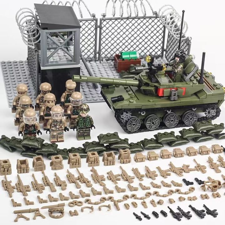 Compatible with Lego military building blocks sentry tower tank prison base  model special forces police minifigure assembled toys
