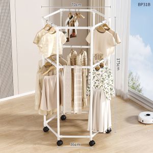 Clothes Drying Rack Storage Floor-Standing with Wheels