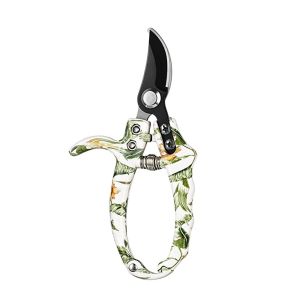 U85IS1 SK5/Stainless Steel Pruning Shears Non-slip Handle Floral Pattern Garden  Convenient Thickened Horticulture Secateurs Garden