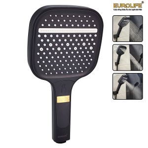 Bộ tay dây sen 3 chức năng chảy nhựa ABS mạ đen Eurolife EL-128SH-D