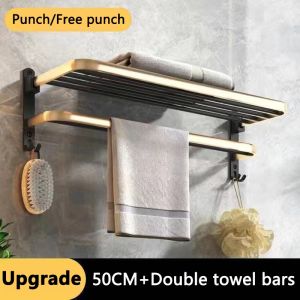 Punch-free Towel Rack Bathroom Stainless Towel Holder Bathroom Organizer Rack Toilet Cr Organizer