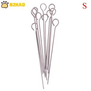 【N2HAO】 10pcs meat goose Round Roast Skewers Stick Stainless Steel BBQ Needle