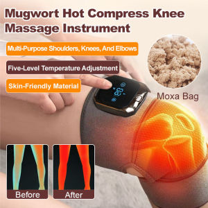 【Mugwort Heat Therapy】Knee Massager with Adjustable Compression Portable Heating Pad for Arthritis Joint Pain Moxibustion Heating Knee Massager 60℃ High-Temperature Heating Knee Support