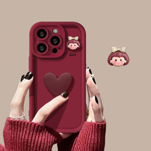 Redmi Note 13 5G Case Redmi Note 13 Pro 5G Case Redmi Note 13 Pro Plus 5G Burgundy Three-dimensional Love Butterflies Bow Anti-drop Phone Case For Girl Woman Student
