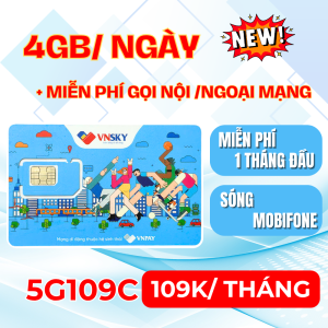 Sim 4G VNSKY Sóng Mobifone - Ưu Đãi Data 4GB/ngày + Miễn Phí Gọi Nội Mạng - Sẵn 1 Tháng Đầu Dùng Thử SKY109 . FREESHIP - CHƯA KÍCH HOẠT
