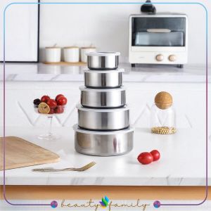 BF-C1214 Rantang Stainless Steel 5in1 Dengan Tutup Plastik Portable / Tempat Penyimpanan Makanan